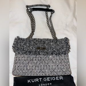 Kurt Geiger Tweed Brixton Dual Shoulder Lock Bag